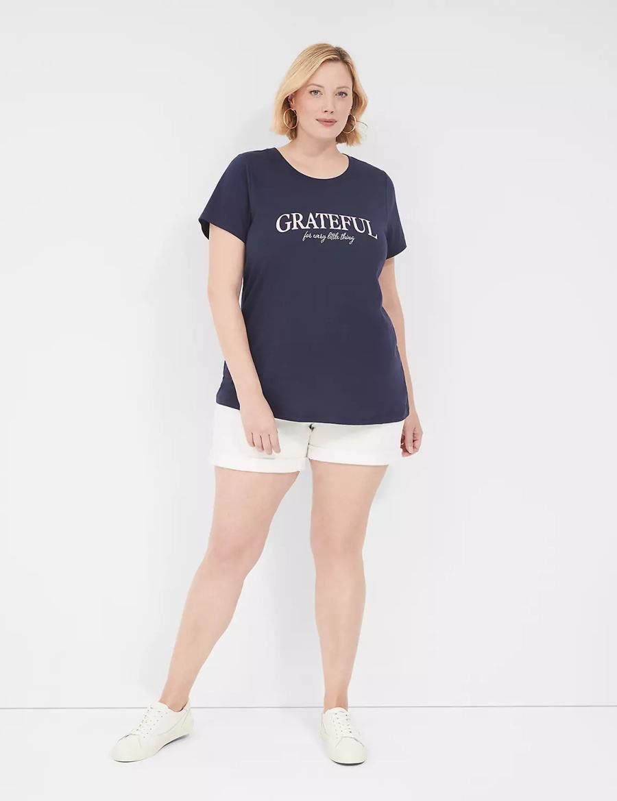 Lane Bryant Grateful Graphic Tee Women T Shirts Blue | XGR6093YK