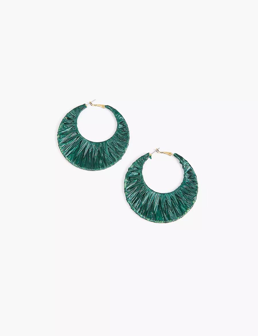 Lane Bryant Green Oversized Women Hoop Earrings Gold | RGU991JS