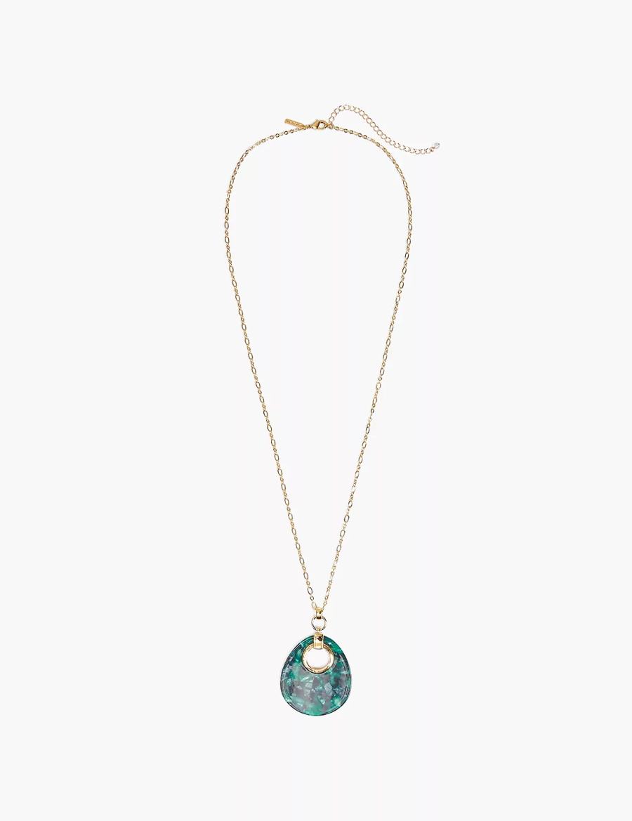 Lane Bryant Green Resin Women Pendant Necklace Gold | YYH5535IK