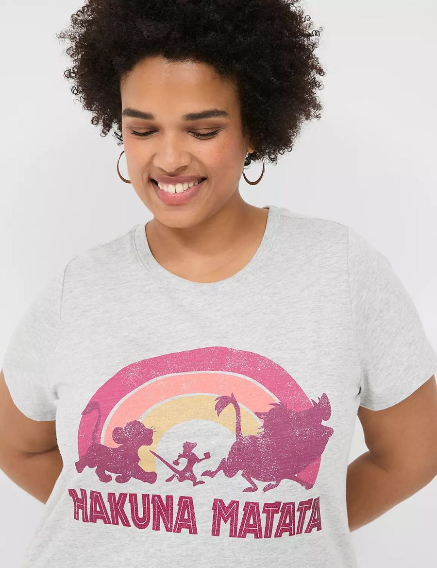 Lane Bryant Hakuna Matata Graphic Tee Women T Shirts Grey | HAQ8417BZ