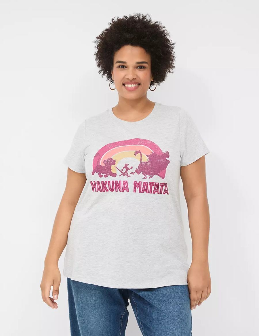 Lane Bryant Hakuna Matata Graphic Tee Women T Shirts Grey | HAQ8417BZ