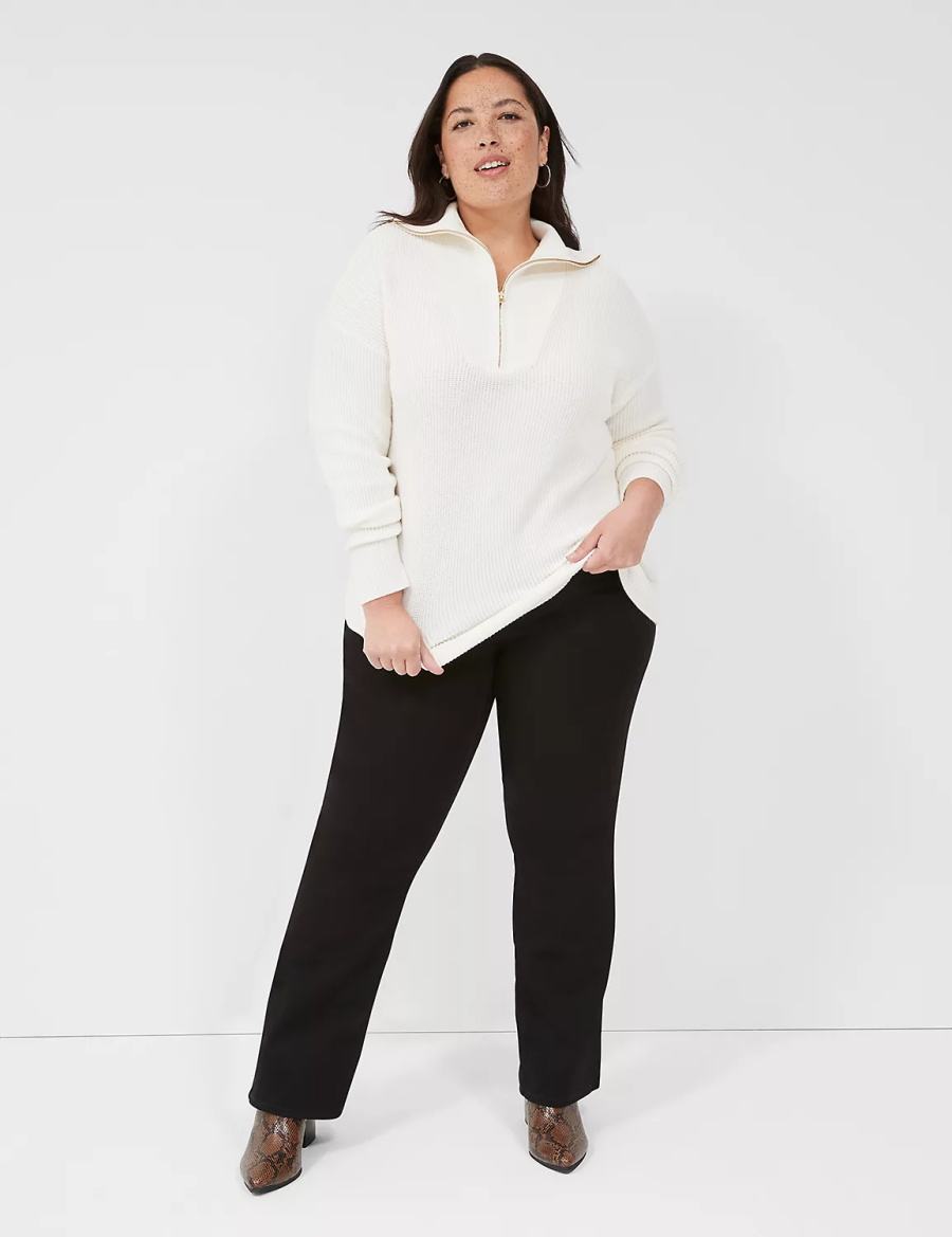 Lane Bryant Half-Zip Mock-Neck Women Sweaters White | KQZ5044IS