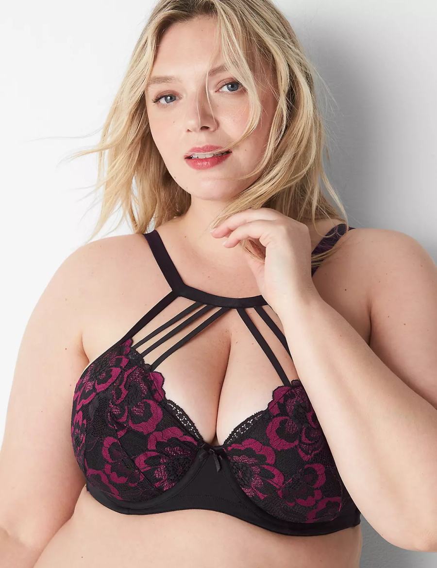 Lane Bryant High-Neck Lightly Lined Women Balconette Bra Black | JBP9448PB