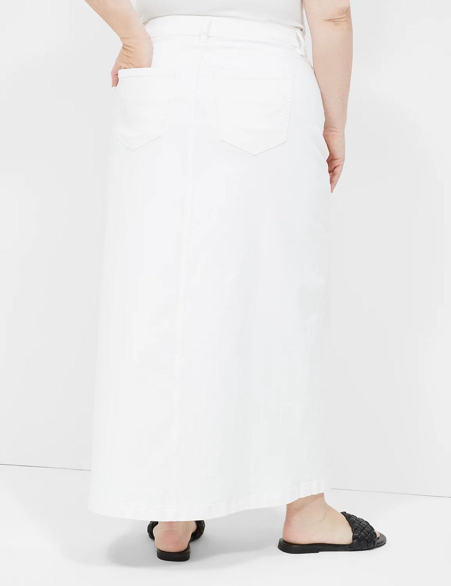 Lane Bryant High-Rise Denim Maxi Women Skirts White | TLQ5338AV