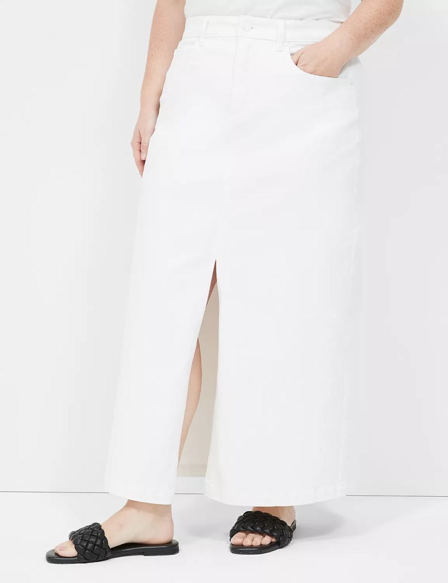 Lane Bryant High-Rise Denim Maxi Women Skirts White | TLQ5338AV