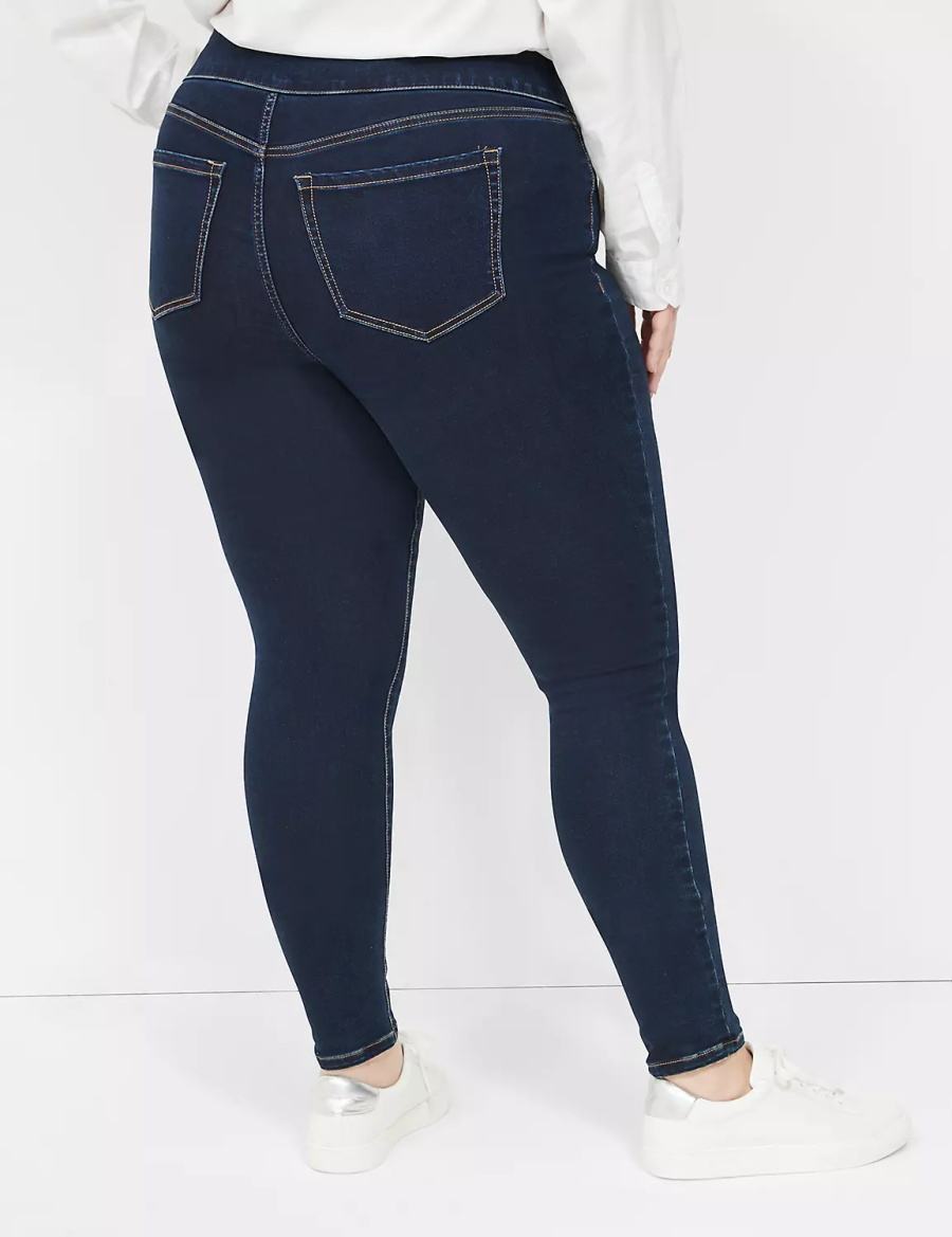 Lane Bryant High-Rise Sateen Pull-On Women Jeggings Dark Blue | BUE9612OP