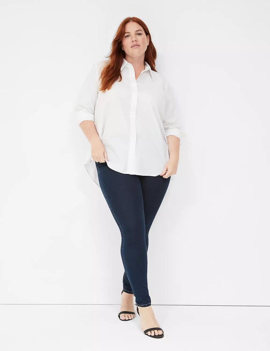 Lane Bryant High-Rise Sateen Pull-On Women Jeggings Dark Blue | BUE9612OP