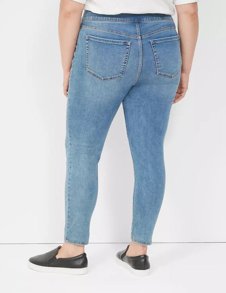 Lane Bryant High-Rise Sateen Pull-On Women Jeggings Blue | LUQ6687DU