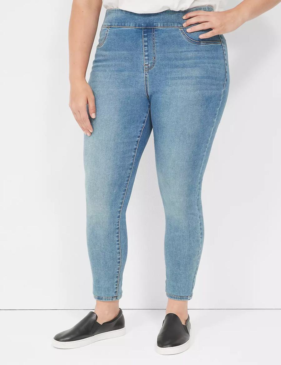 Lane Bryant High-Rise Sateen Pull-On Women Jeggings Blue | LUQ6687DU