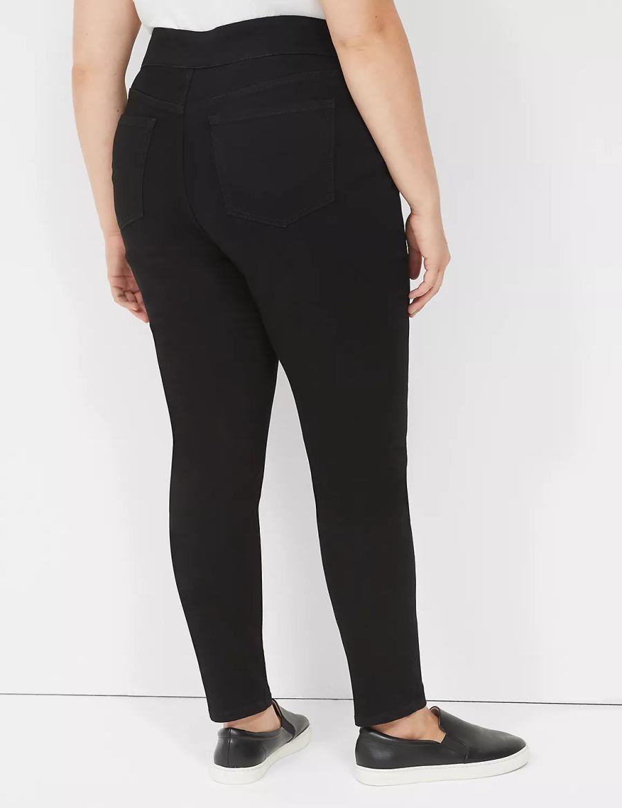 Lane Bryant High-Rise Sateen Pull-On Women Jeggings Black | EVR3241ET