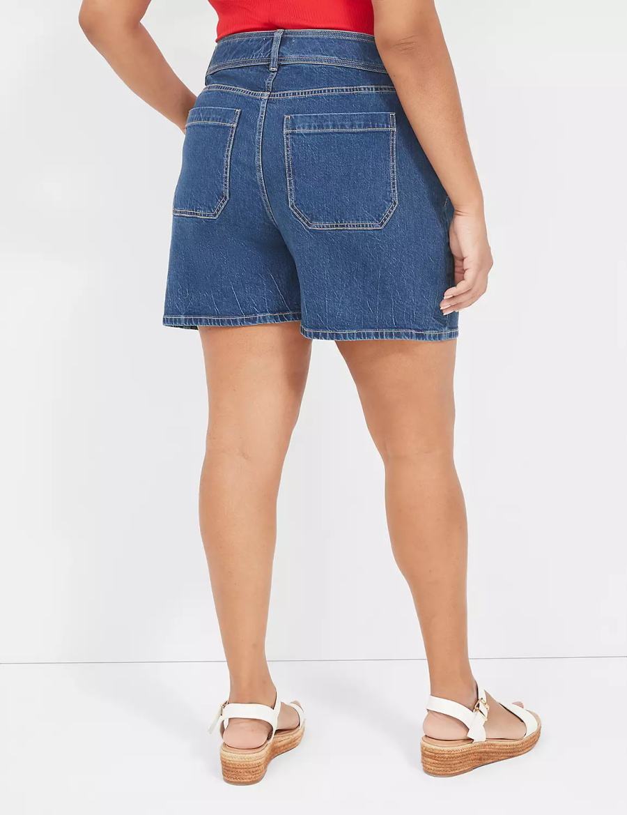 Lane Bryant High-Rise Utility Jean Women Shorts Light Blue | ZTB8745CF