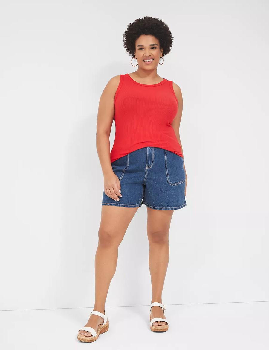 Lane Bryant High-Rise Utility Jean Women Shorts Light Blue | ZTB8745CF