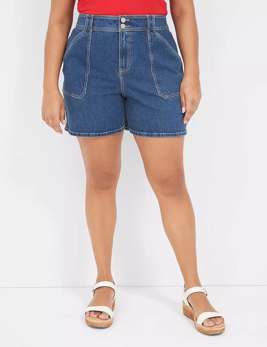 Lane Bryant High-Rise Utility Jean Women Shorts Light Blue | ZTB8745CF