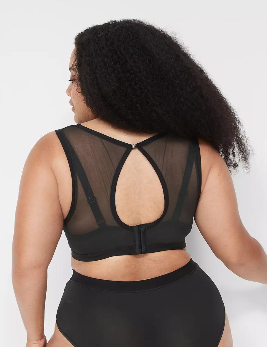 Lane Bryant High Apex With Mesh Overlay Women Bralettes Black | GHW5136AI