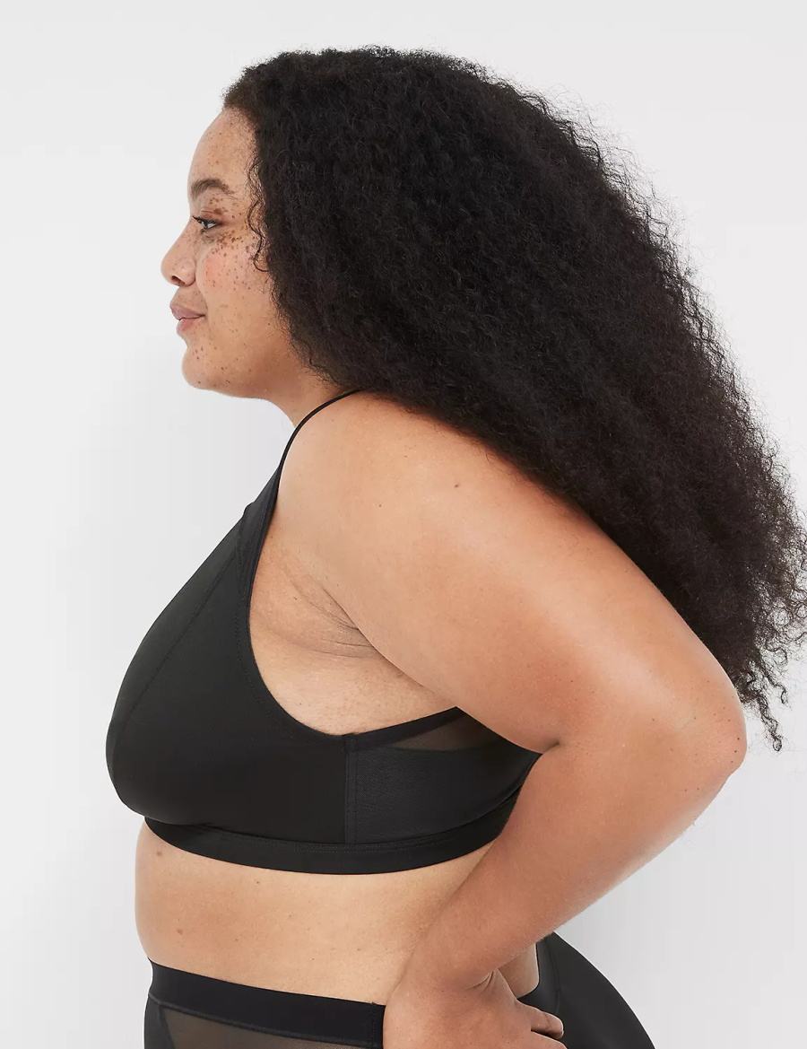 Lane Bryant High Apex With Mesh Overlay Women Bralettes Black | GHW5136AI