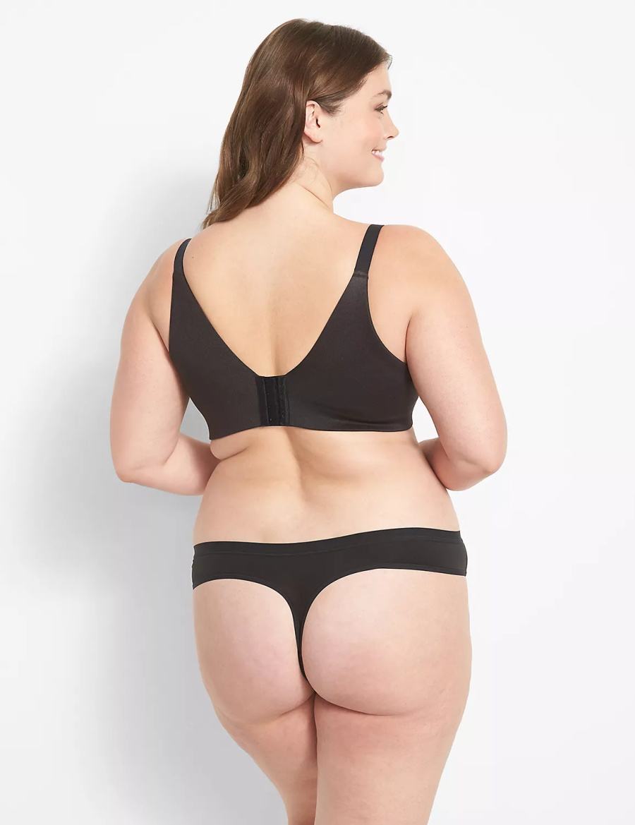 Lane Bryant Invisible Backsmoother Boost Plunge Women Bralettes Black | FXE7633MG