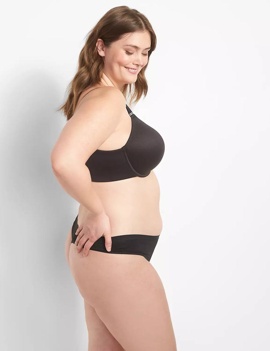 Lane Bryant Invisible Backsmoother Boost Plunge Women Bralettes Black | FXE7633MG