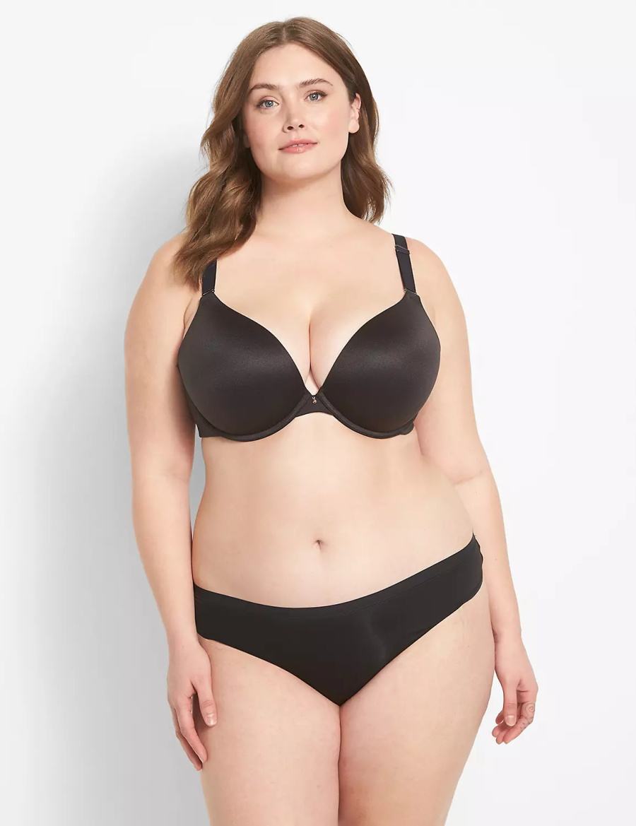 Lane Bryant Invisible Backsmoother Boost Plunge Women Bralettes Black | FXE7633MG