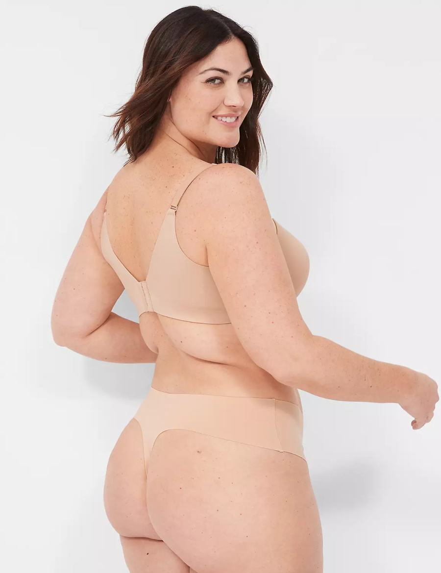 Lane Bryant Invisible Edge Women Thong Panty Beige | ZTL7678IS