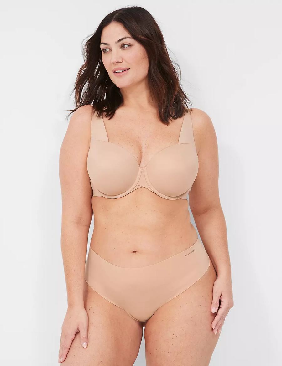 Lane Bryant Invisible Edge Women Thong Panty Beige | ZTL7678IS