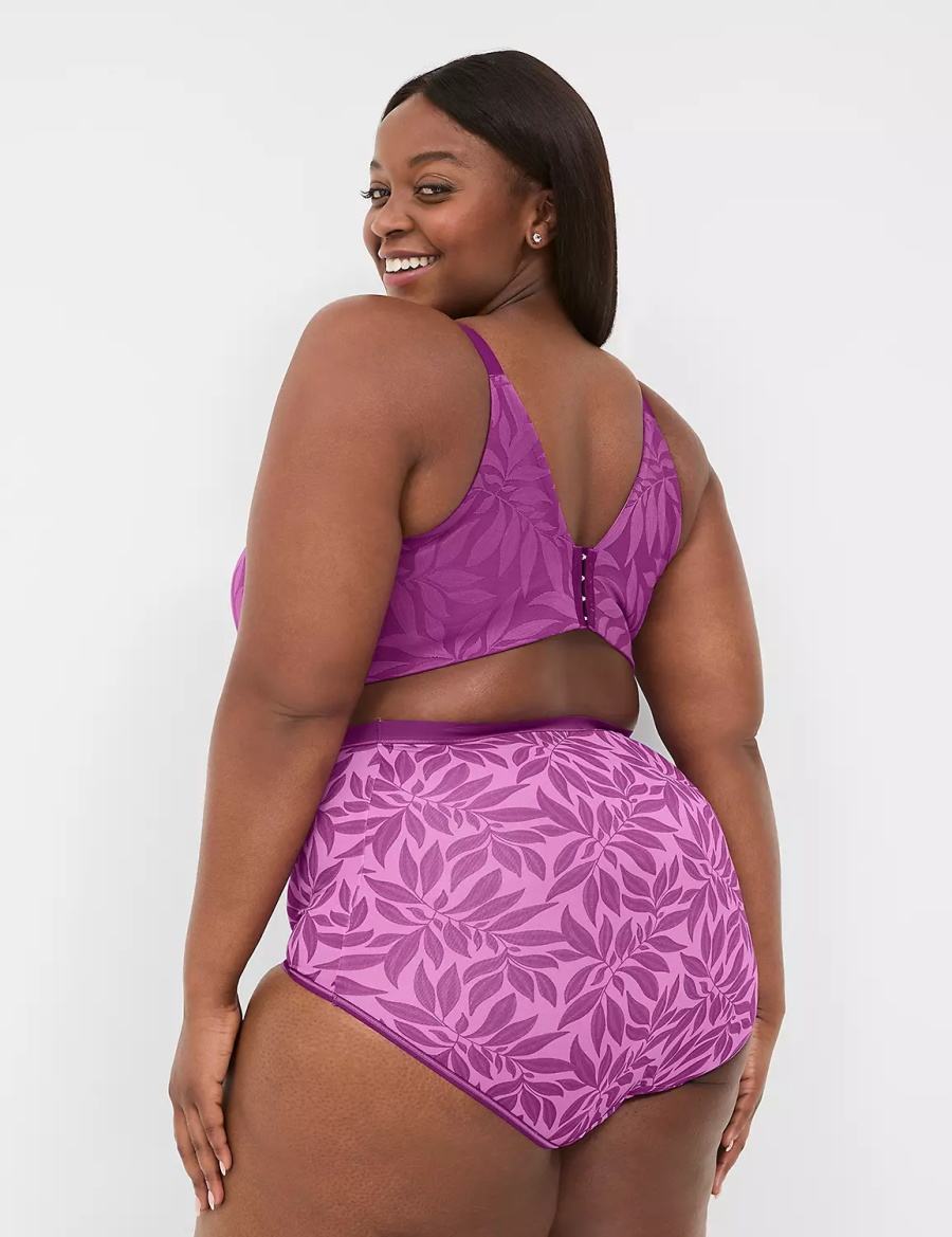 Lane Bryant Invisible Lace Backsmoother Full Coverage No-Wire Women Bralettes Purple | LQA2715VS