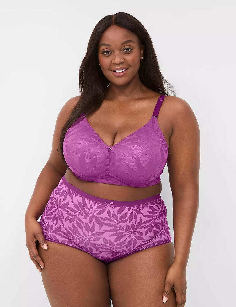 Lane Bryant Invisible Lace Backsmoother Full Coverage No-Wire Women Bralettes Purple | LQA2715VS