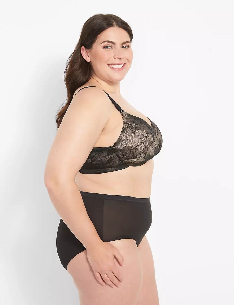 Lane Bryant Invisible Lace Backsmoother Lightly Lined Full Coverage Women Bralettes Black | WPH6274MC