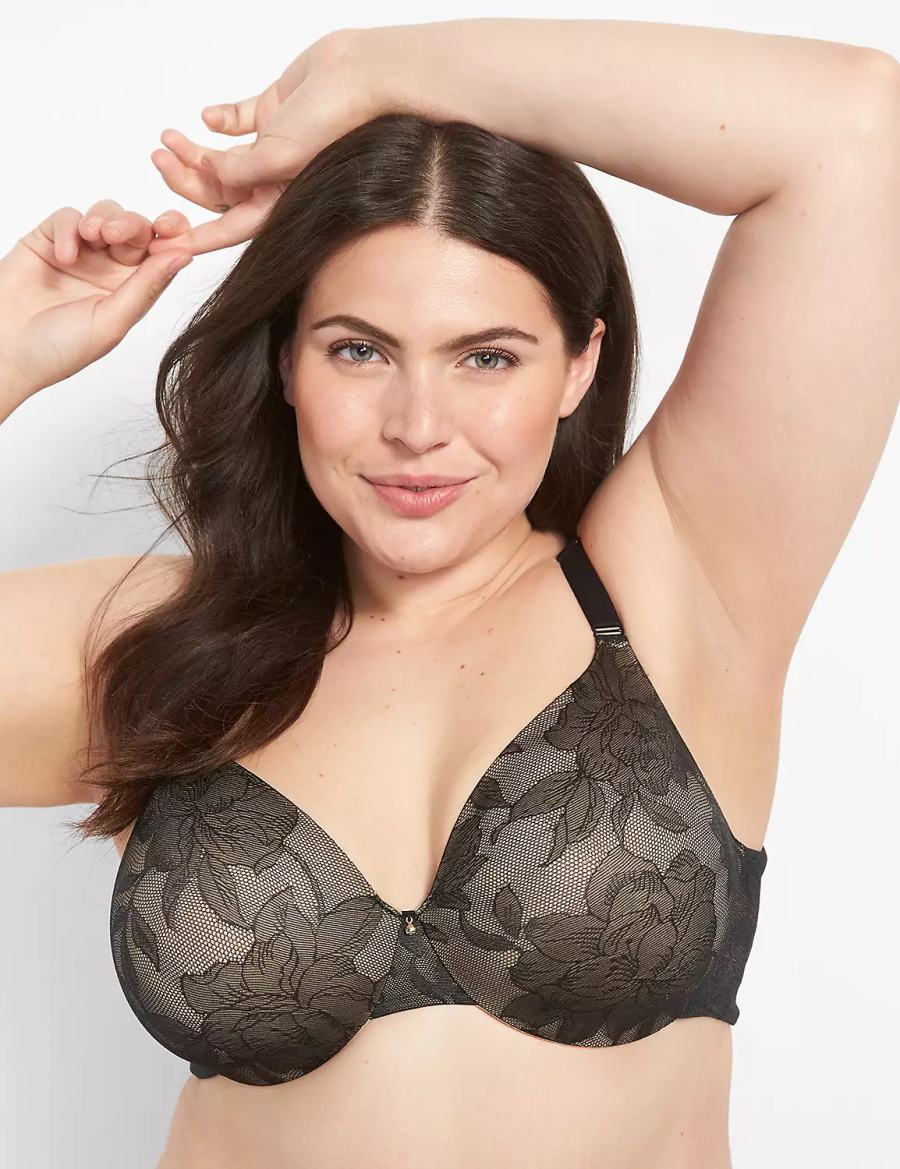 Lane Bryant Invisible Lace Backsmoother Lightly Lined Full Coverage Women Bralettes Black | WPH6274MC