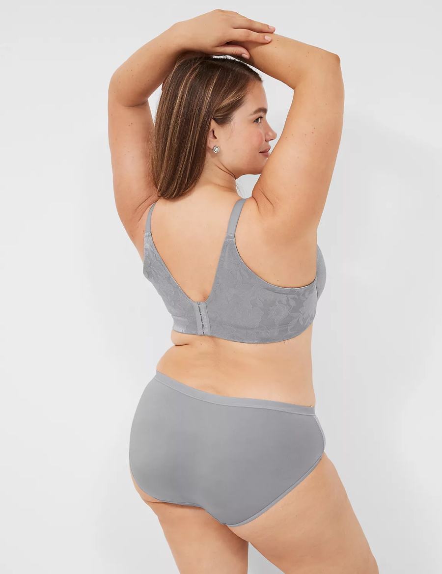 Lane Bryant Invisible Lace Backsmoother Lightly Lined Women Balconette Bra Grey | PLN912SR