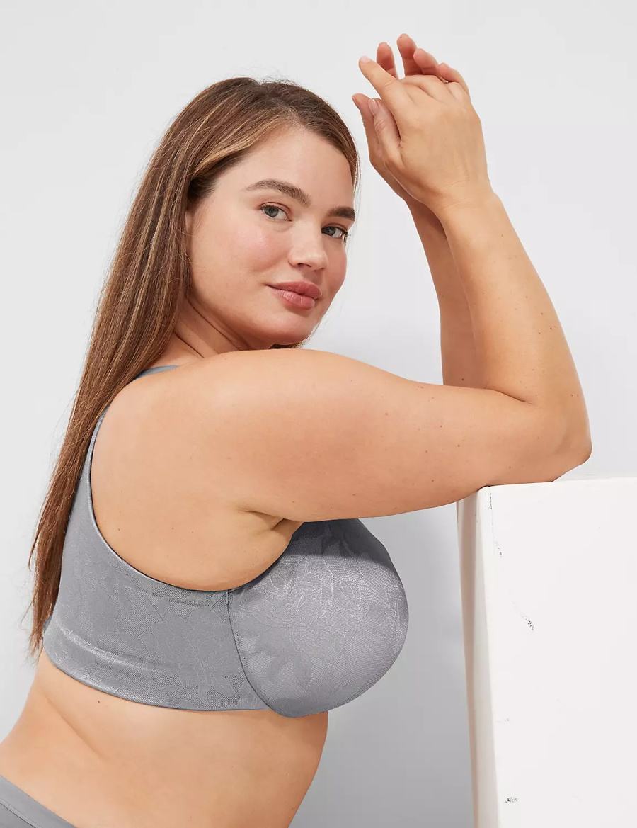 Lane Bryant Invisible Lace Backsmoother Lightly Lined Women Balconette Bra Grey | PLN912SR