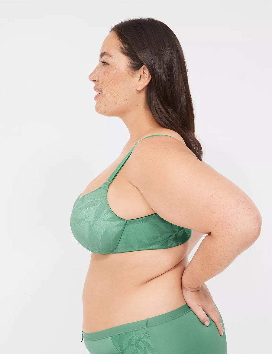 Lane Bryant Invisible Lace Backsmoother Women Balconette Bra Deep Green | VRD6788HG