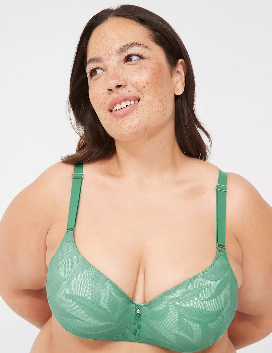 Lane Bryant Invisible Lace Backsmoother Women Balconette Bra Deep Green | VRD6788HG