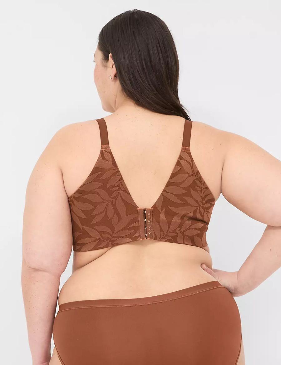 Lane Bryant Invisible Lace Backsmoother Lightly Lined Women Balconette Bra Chocolate | KHT774NT