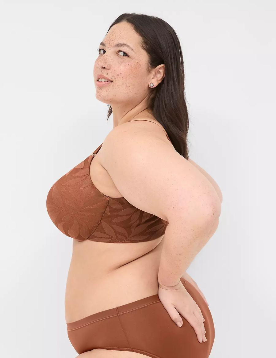 Lane Bryant Invisible Lace Backsmoother Lightly Lined Women Balconette Bra Chocolate | KHT774NT