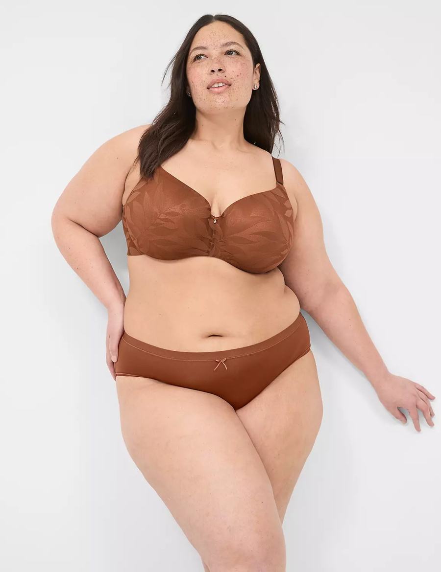 Lane Bryant Invisible Lace Backsmoother Lightly Lined Women Balconette Bra Chocolate | KHT774NT