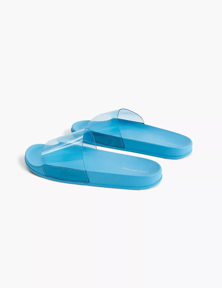 Lane Bryant Jelly Pool Women Slide Sandals Blue | OLJ276KM