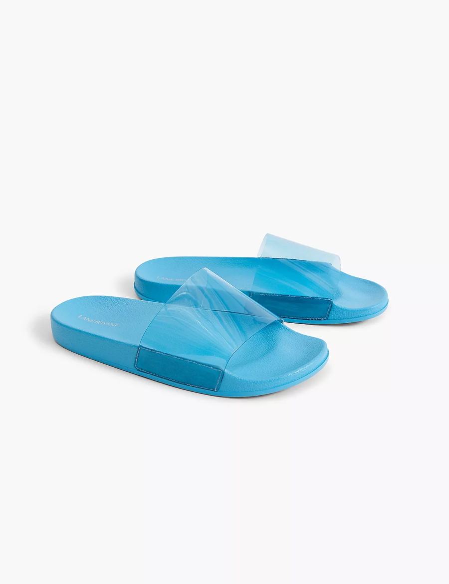 Lane Bryant Jelly Pool Women Slide Sandals Blue | OLJ276KM