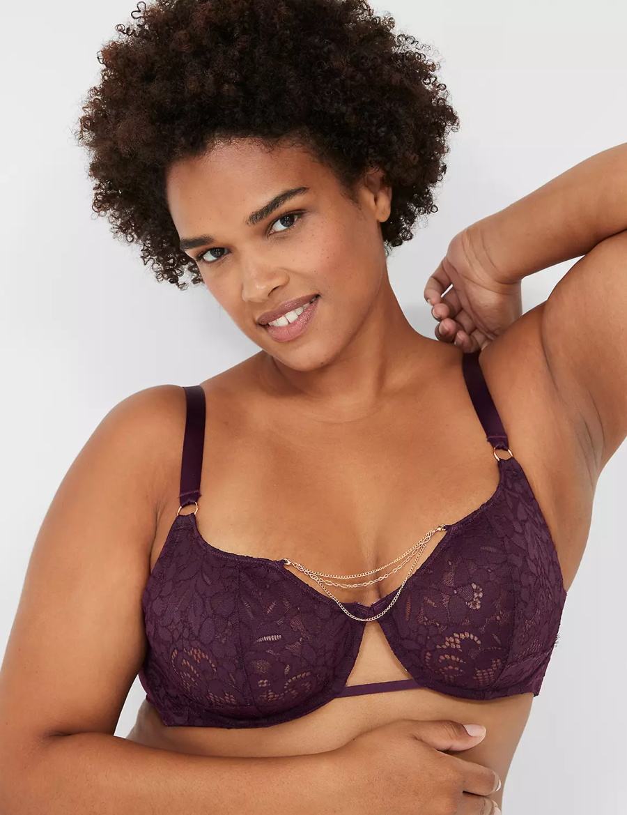 Lane Bryant Jewelry Demi Women Unlined Bra Burgundy | XRS639PB