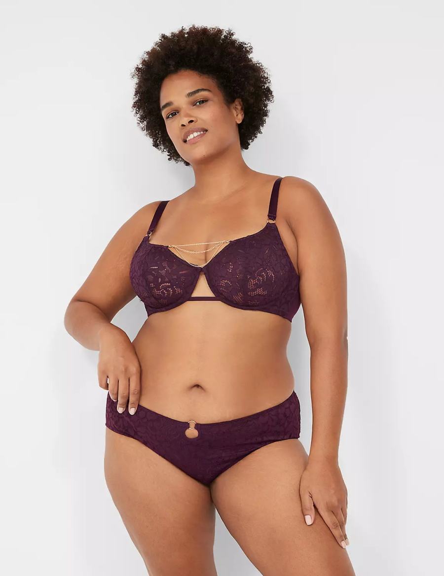 Lane Bryant Jewelry Demi Women Unlined Bra Burgundy | XRS639PB