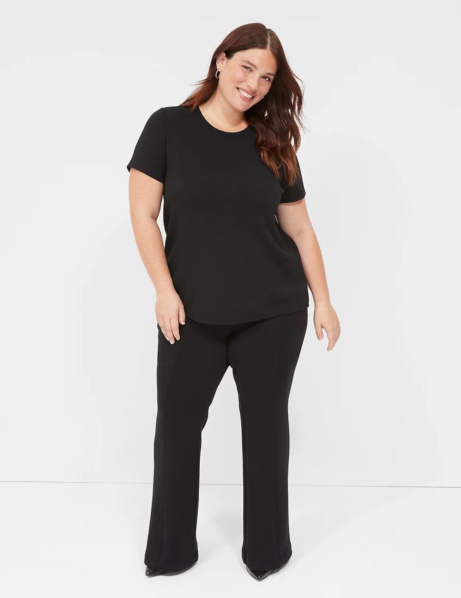 Lane Bryant Journey Knit Flare Women Pants Black | EJO6890CJ