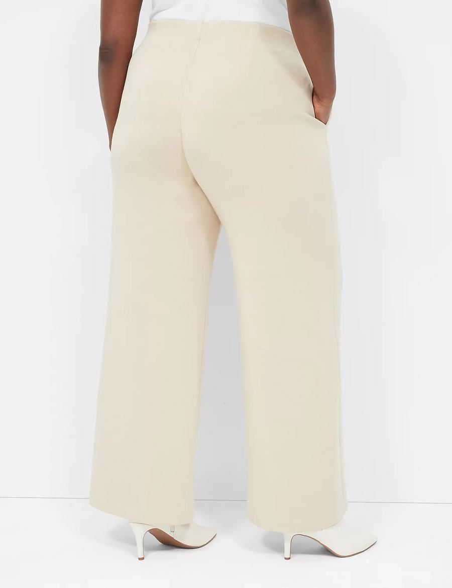 Lane Bryant Journey Knit High-Rise Wide Leg Women Pants Khaki | EEU847GB