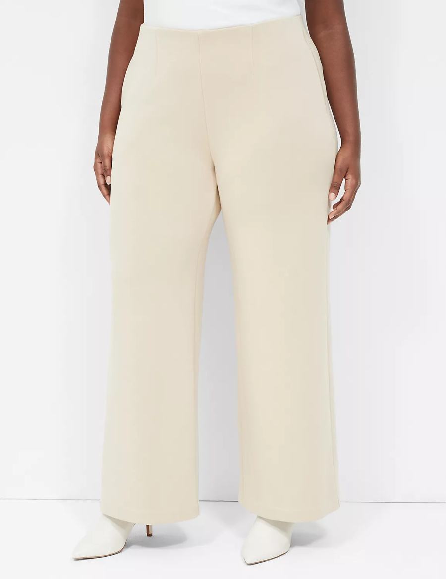 Lane Bryant Journey Knit High-Rise Wide Leg Women Pants Khaki | EEU847GB