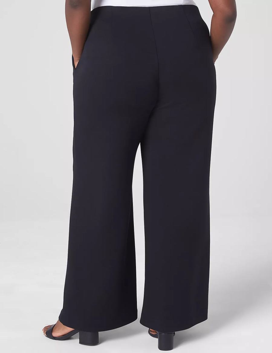 Lane Bryant Journey Knit High-Rise Wide Leg Women Pants Black | LNH5579ZW