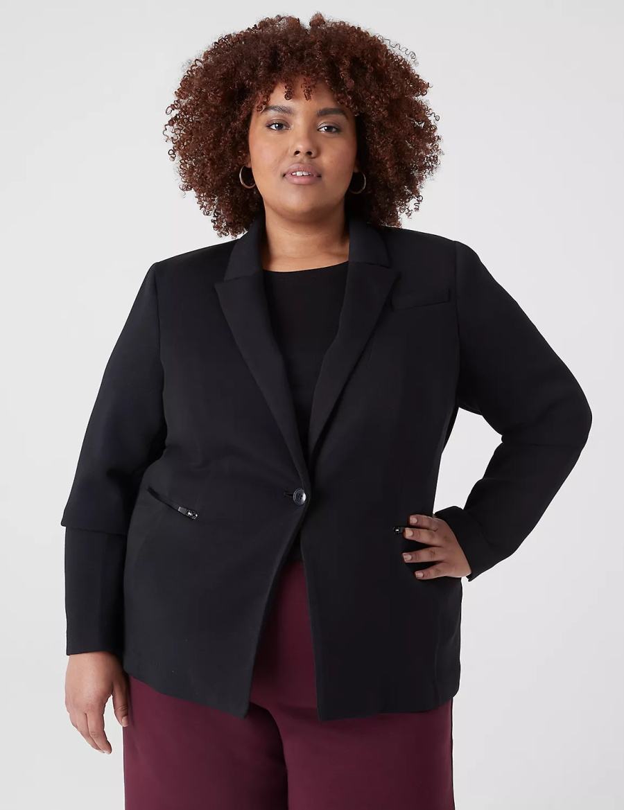 Lane Bryant Journey Knit With Zipper Pocket Women Jackets Black | ZPE9730FH