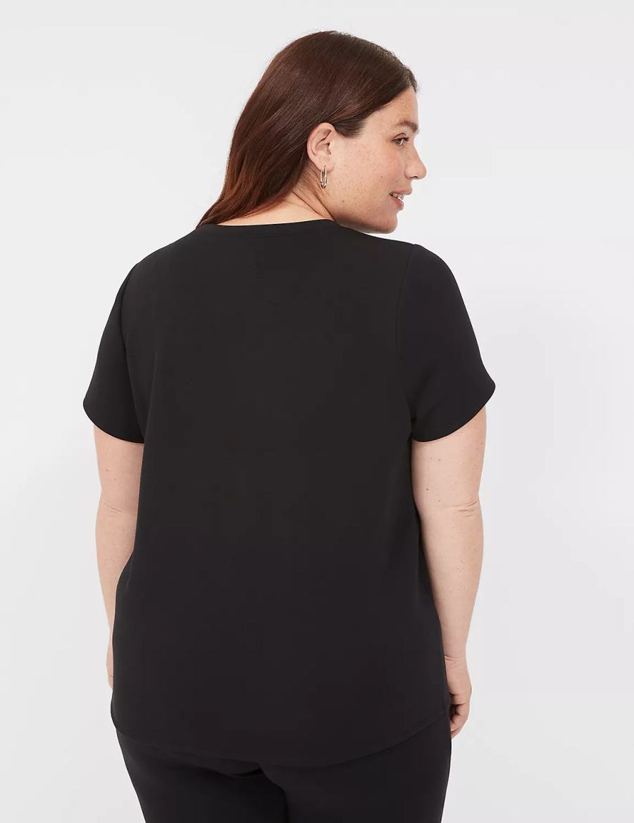 Lane Bryant Journey Short-Sleeve Tee Women T Shirts Black | YZE167BS