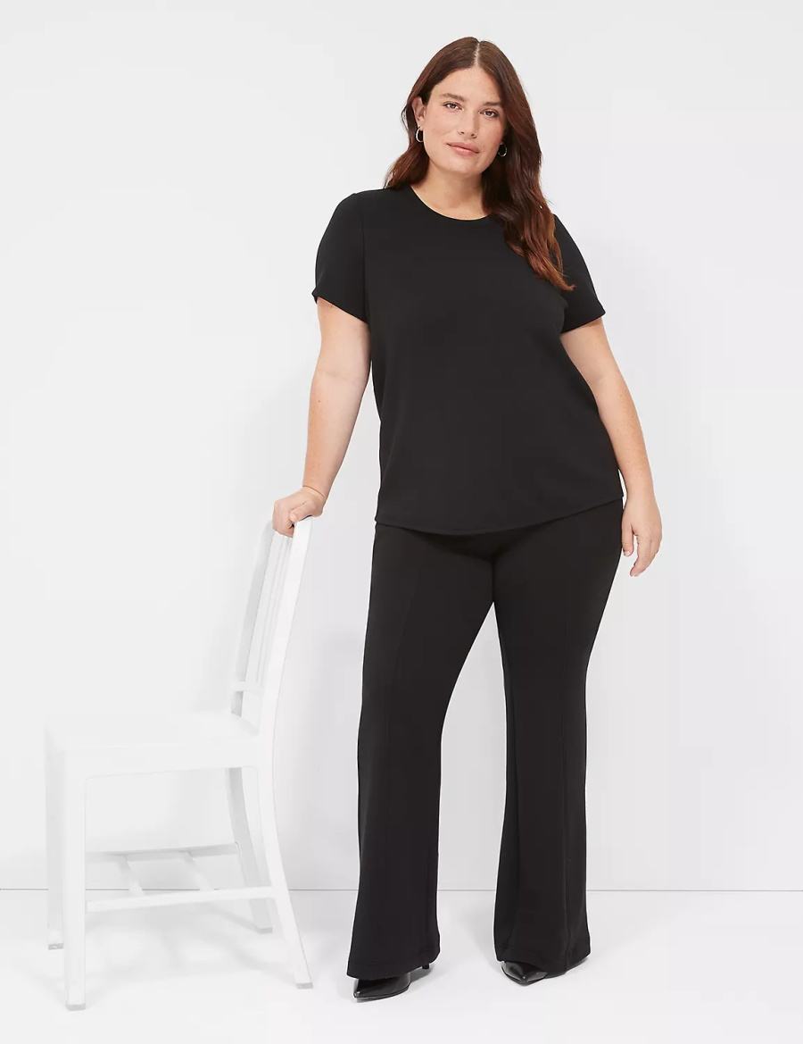 Lane Bryant Journey Short-Sleeve Tee Women T Shirts Black | YZE167BS