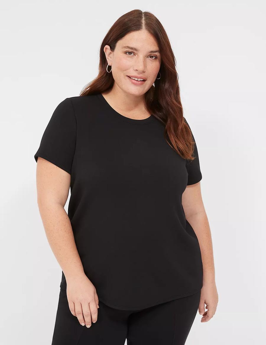 Lane Bryant Journey Short-Sleeve Tee Women T Shirts Black | YZE167BS