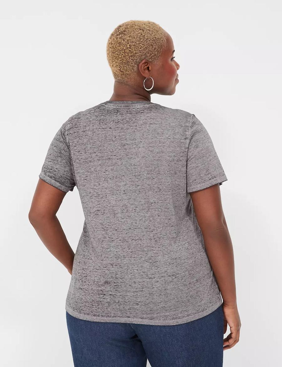 Lane Bryant Kindness Always Matters Burnout Graphic Tee Women T Shirts Dark Grey | NLY615RV