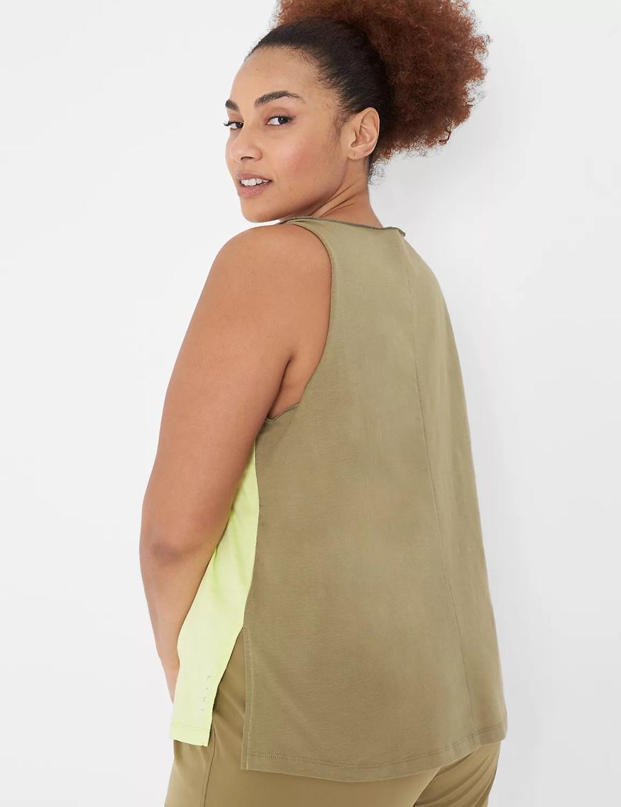 Lane Bryant LIVI Boatneck Twist-Shoulder Women Tank Top Light Green | EZW8925VC