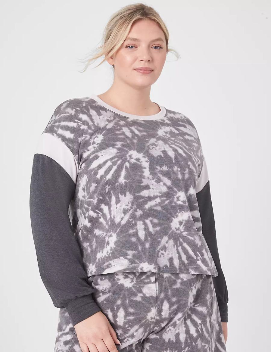 Lane Bryant LIVI CozySoft Long-Sleeve Crew-Neck Women Sweatshirts Grey Multicolor | LLN478MS